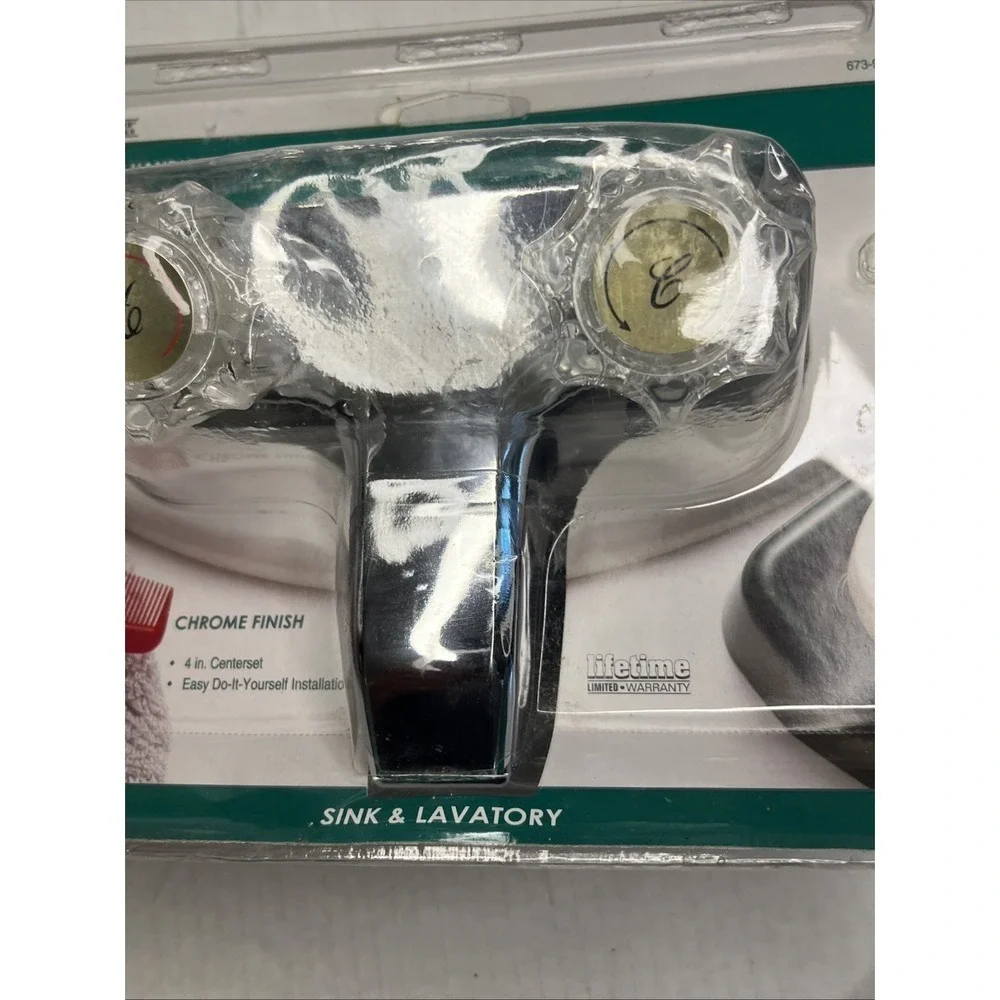 Double Handle Bath Faucet With Pop Up Chrome Finish. Bath Room. New